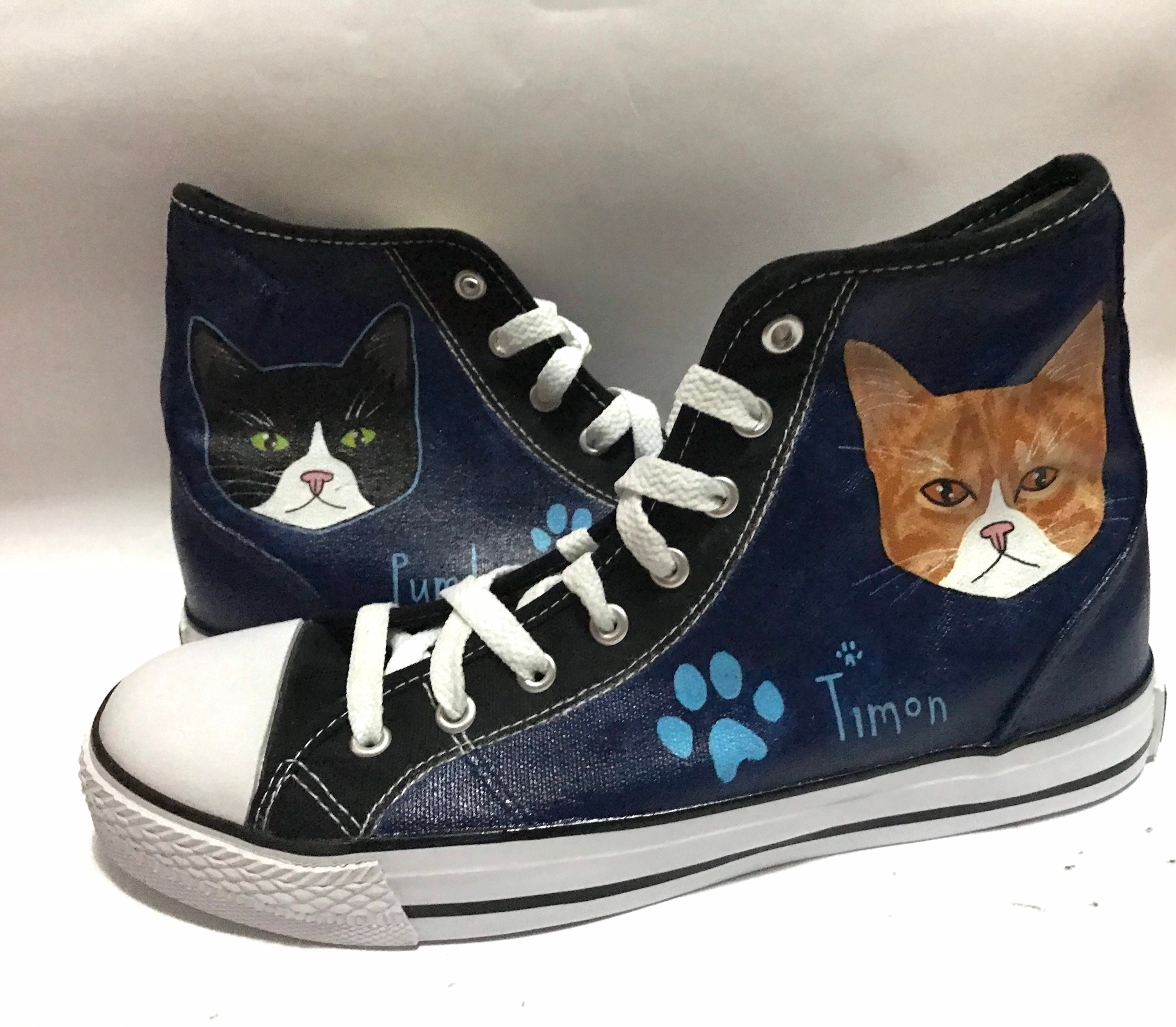Personalized Cat Painted Sneakers Cat Canvas Shoes Custom Etsy UK