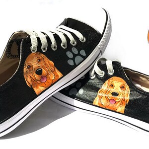 Golden Retriever Painted Sneakers, personalisierte Hundesegeltuchschuhe, Custom Converse, Hundeschuhe, Low Top Turnschuhe, Haustierporträt Bild 6