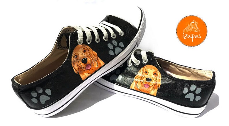 Golden Retriever Painted Sneakers, personalisierte Hundesegeltuchschuhe, Custom Converse, Hundeschuhe, Low Top Turnschuhe, Haustierporträt Bild 6