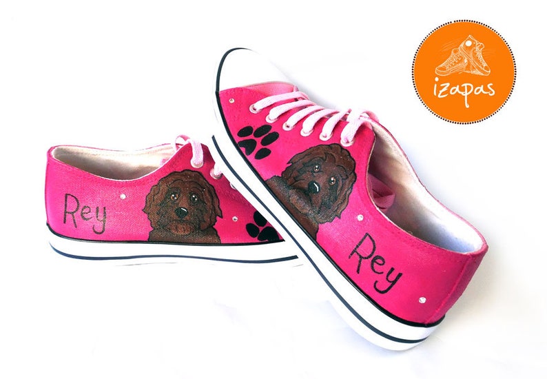 Goldendoodle Sneakers, gepersonaliseerde canvas hondenschoenen, Golden Doodle, aangepaste converse, hondenschoenen, lage trainers, huisdierportret afbeelding 8