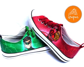 Superhero Painted Personalized Sneakers, superhero canvas shoes, custom converse, superhero shoes, low top, children & adults trainers