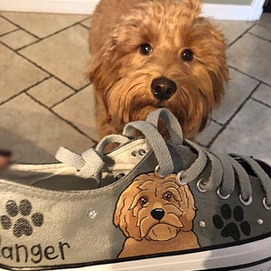 Goldendoodle Sneakers, gepersonaliseerde canvas hondenschoenen, Golden Doodle, aangepaste converse, hondenschoenen, lage trainers, huisdierportret afbeelding 2