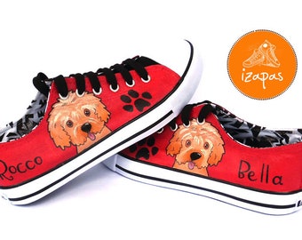 Cockapoo Painted Sneakers, personalized dog canvas shoes, doodle dog, custom converse, spoodle dog shoes, low top trainers, pet portrait