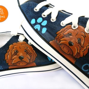 Goldendoodle Sneakers, gepersonaliseerde canvas hondenschoenen, Golden Doodle, aangepaste converse, hondenschoenen, lage trainers, huisdierportret afbeelding 6