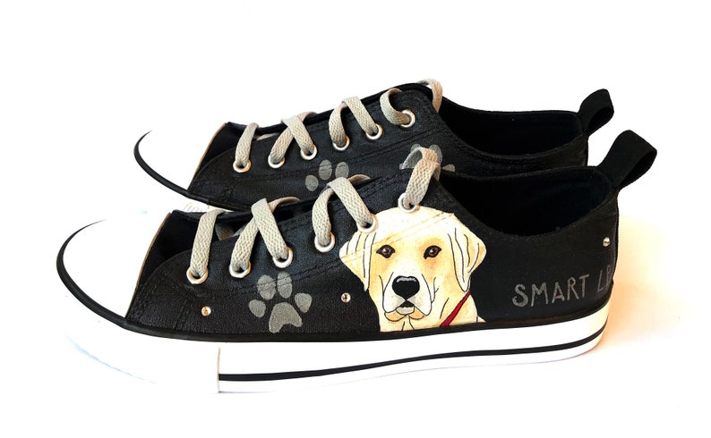 Labrador Painted Sneakers, personalized dog canvas shoes, Labrador Retriever, custom converse, dog shoes, low top trainers, pet portrait image 9