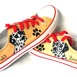 Dalmatian Painted Sneakers, personalized dog canvas shoes, custom converse, dog shoes, low top trainers, pet portrait zdjęcie 3