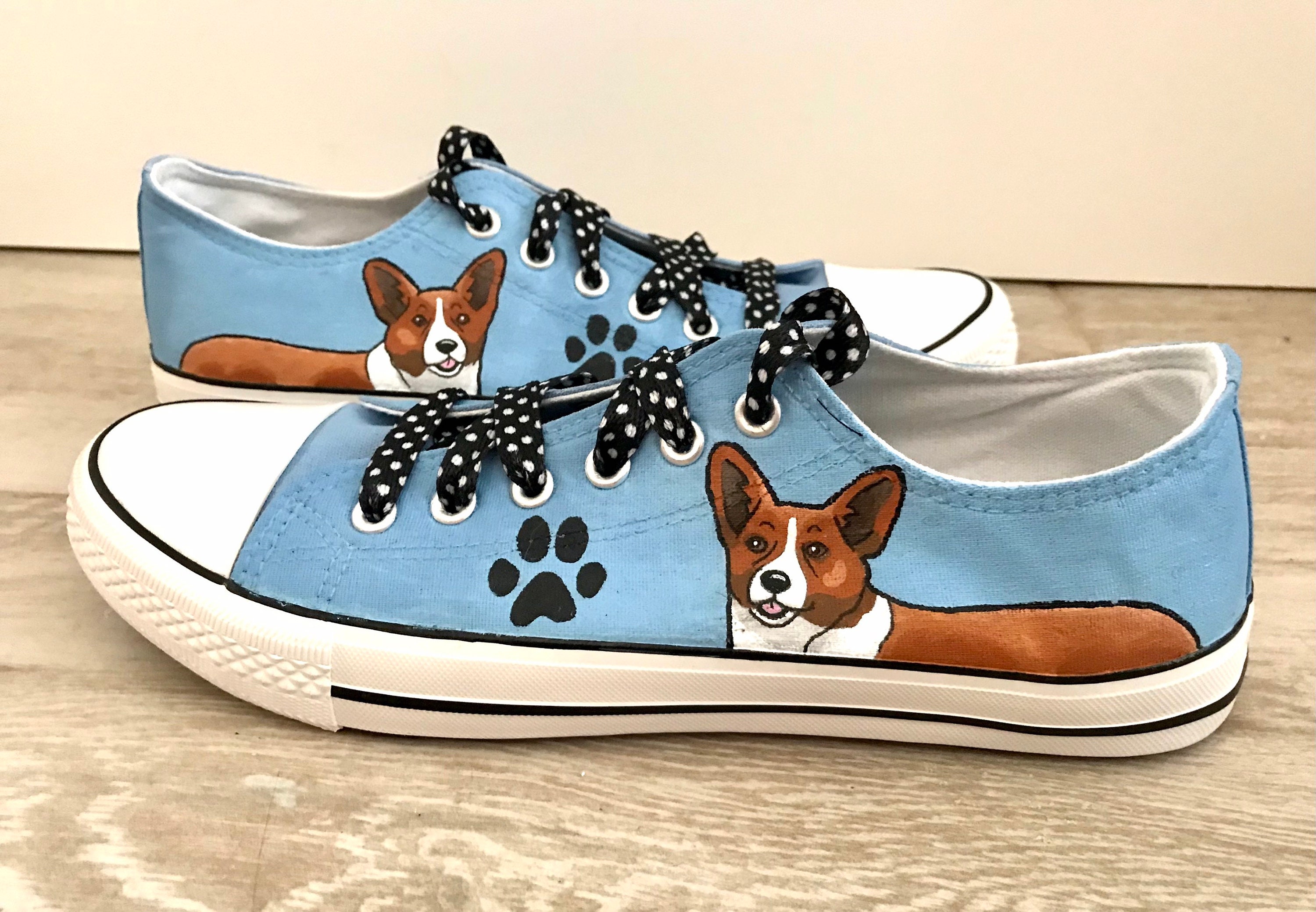 Corgi Painted Personalized Dog Canvas Shoes - Etsy