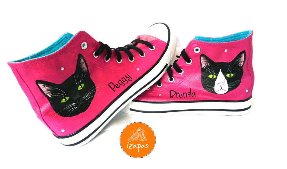 Personalized Cat Painted Sneakers cat canvas shoes custom Etsy