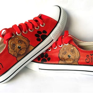 Goldendoodle Sneakers, gepersonaliseerde canvas hondenschoenen, Golden Doodle, aangepaste converse, hondenschoenen, lage trainers, huisdierportret afbeelding 4