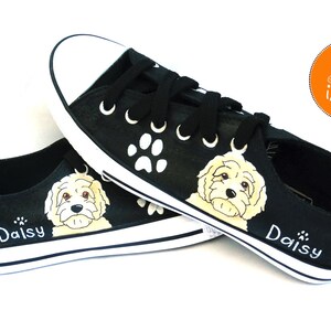 Goldendoodle Sneakers, gepersonaliseerde canvas hondenschoenen, Golden Doodle, aangepaste converse, hondenschoenen, lage trainers, huisdierportret afbeelding 9