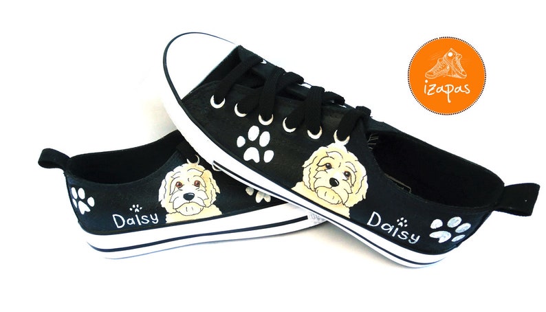 Goldendoodle Sneakers, gepersonaliseerde canvas hondenschoenen, Golden Doodle, aangepaste converse, hondenschoenen, lage trainers, huisdierportret afbeelding 9