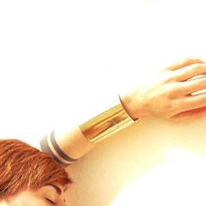 Metallic Gold Cuff Bracelet: Mirror Effect Brass Statement Jewelry