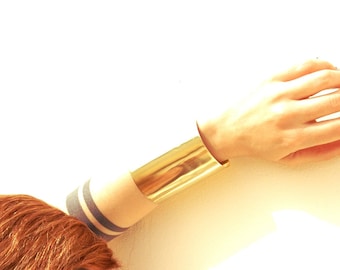 Metallic Gold Wide Cuff Bracelet Mirror Effect  Ancient Egyptian Greek Inspired Bold Statement Jewelry Adjustable Brass Minimal Cuff