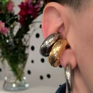 Chunky ear cuff, earrings without piercing, stainless steel