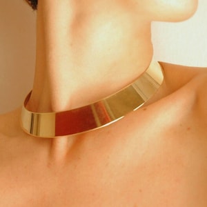 Matte or polished Brass Gold Metallic Choker Egyptian Bib Collar Necklace Handmade Jewelry Steampunk, Minimal, Cuff necklace