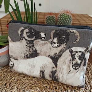 Bolso de mano y cartera con estampado de carnero, bolso de algodón