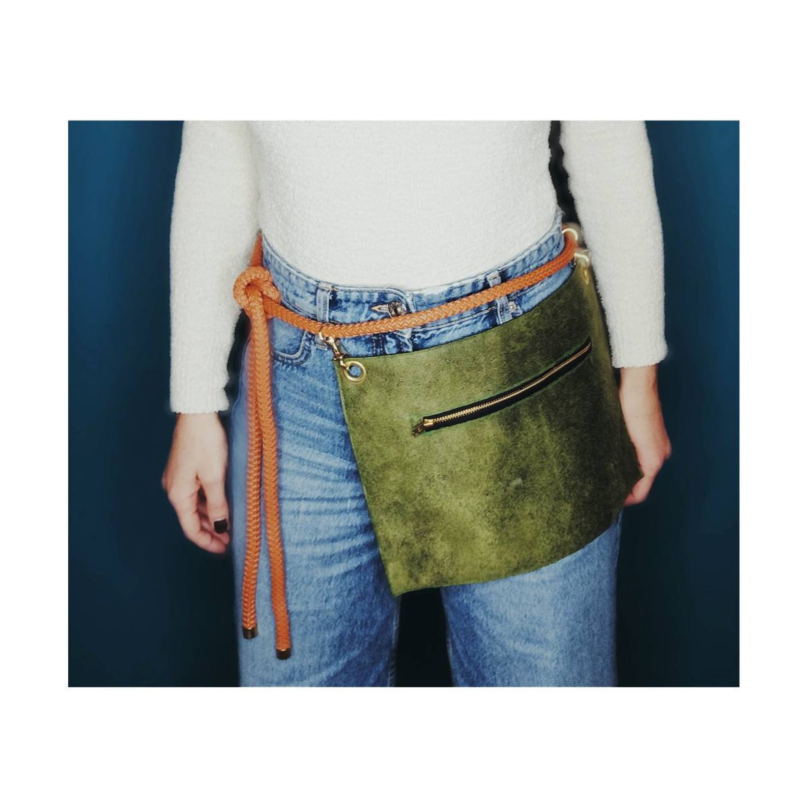 Green Belt bag Belt Pouch Waist Band Artificial Leather Etsy