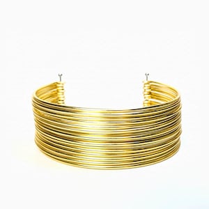 African Necklace Tribal Stacking Collar Neck Cuff Gold Coil Traditional Choker multi strand, Ndebele