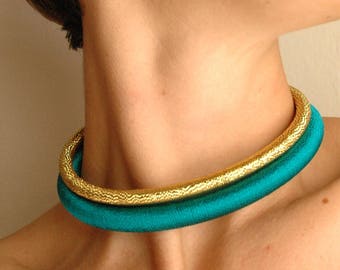 Handmade African Coil Choker: Tribal Bib Necklace