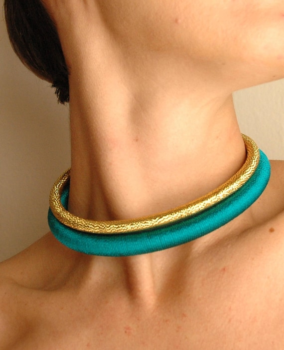 Handmade African Coil Choker: Tribal Bib Necklace