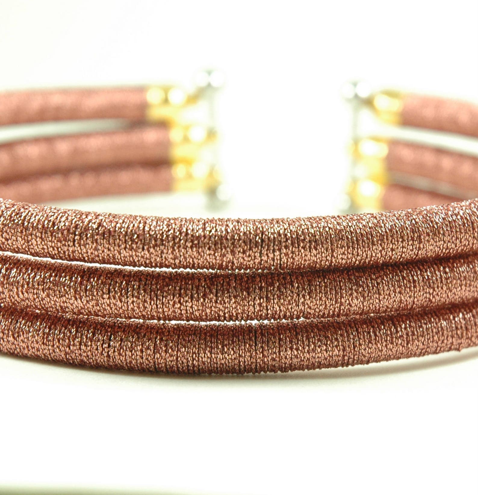 African Coil Necklace Rose Gold / Black Metallic / Gold Yarn Etsy