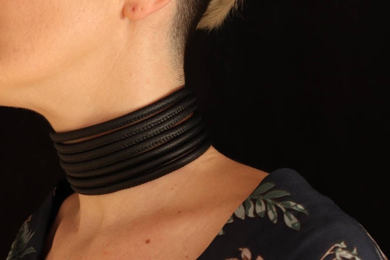 Black Ndebele Choker, Coil Collar, Tribal Necklace, BDSM, Warrior stacked  neckrings