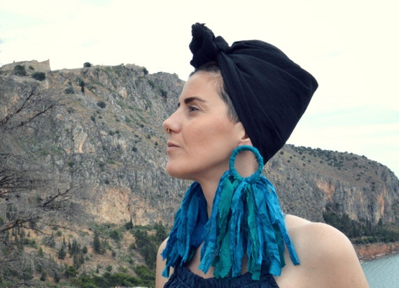 Boho Tassel Earrings: Handmade Silk Sari, Long Statement Jewelry