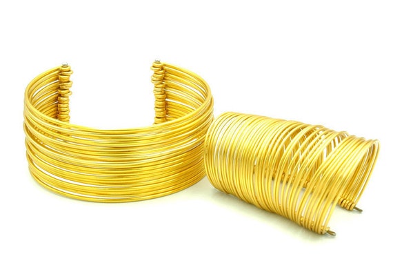 Gold Aluminum Collar Necklace & Cuff Bracelet Set: African Tribal Jewelry