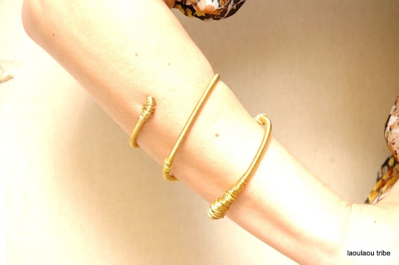 Handmade Gold Cobra Arm Cuff: Egyptian Coil Bracelet
