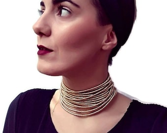 Choker - Metal, gold & ruthenium — Fashion