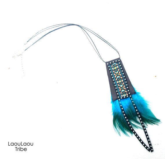 African Jewellery Necklace Charm Tribe Accessories Feather Leather