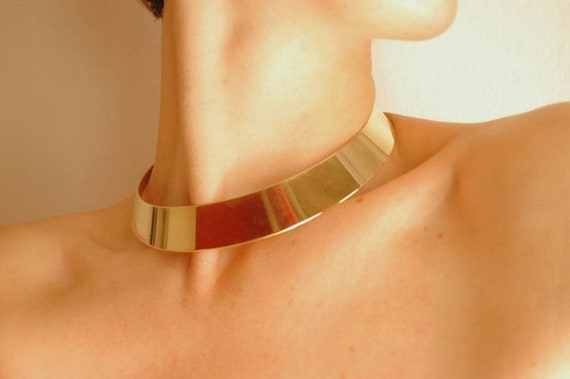 KLEO Handmade Brass Gold Choker | Minimal Ancient Greek / Egyptian Bib Collar (Matte or Polished)