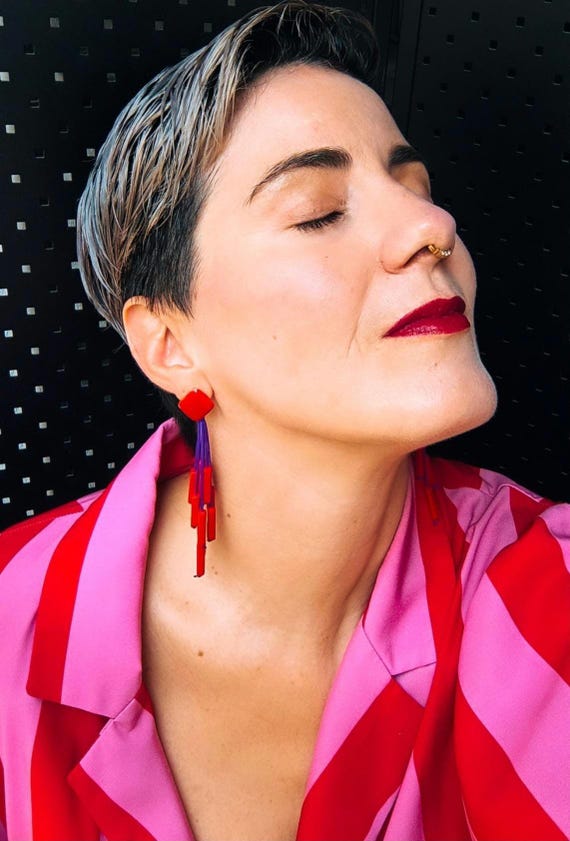 TRISTI Long earrings, playful and vibrant statement earrings