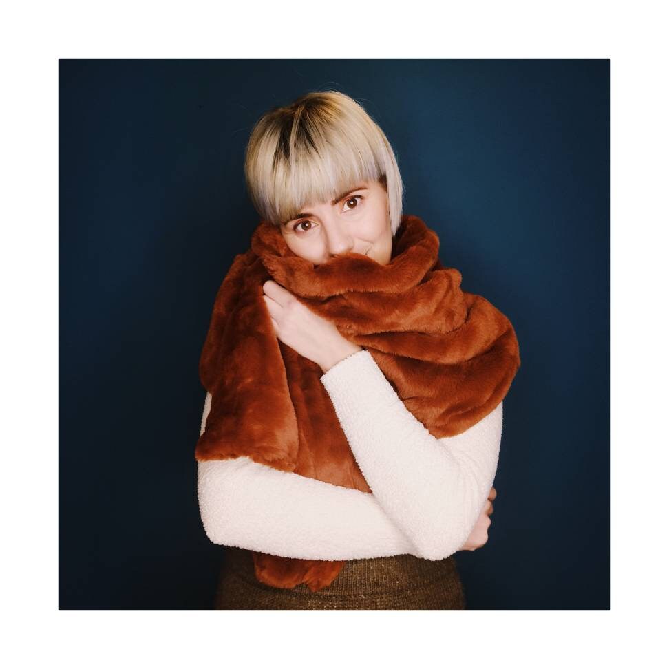 Hiems | Brown and Yellow Plaid Recycled Cotton Scarf | In