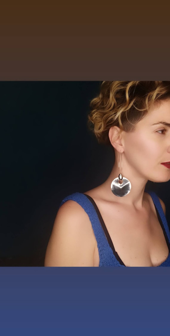 Silver Round Chandelier Earrings: Chic Boho Greek Jewelry