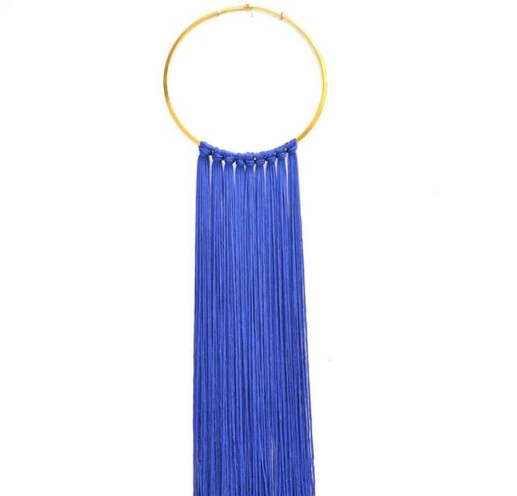 Silk Fringe Choker: African Bib Collar Necklace with Gold Bronze