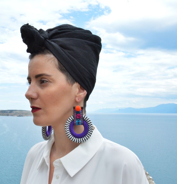 Tribal Peruvian Hoop Earrings: Bohemian Rope Statement Jewelry