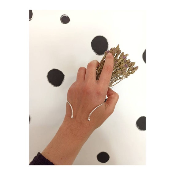 Silver palm cuff, silver plated brass body jewelry