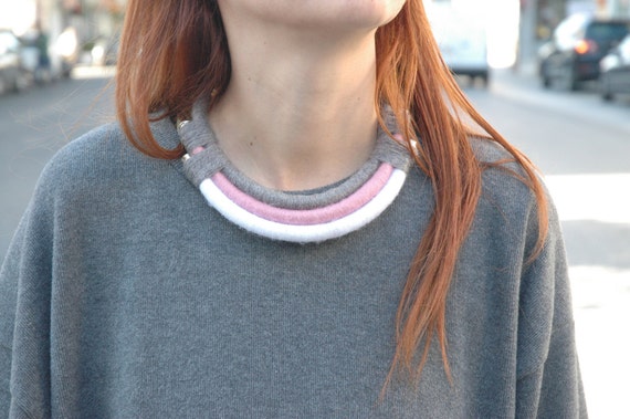 PALE Handmade Layered Yarn Necklace: Tribal Choker Bib Collar