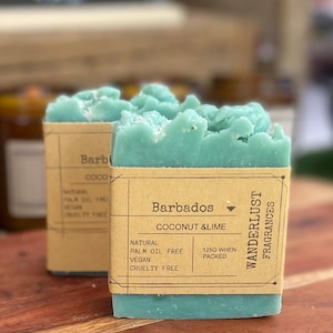 Coconut and lime bar soap/ vegan/ palm oil free 125g