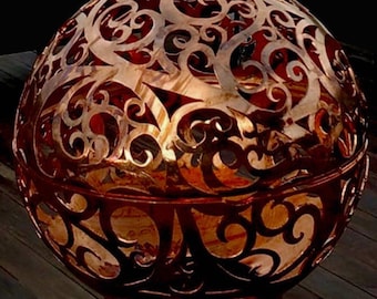 Waves Fireball Fire Pit - Handcrafted Steel Sphere Sculpture