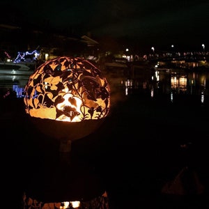 Tree of Life Fire Pit – Handcrafted Steel Sphere Fireball image 9