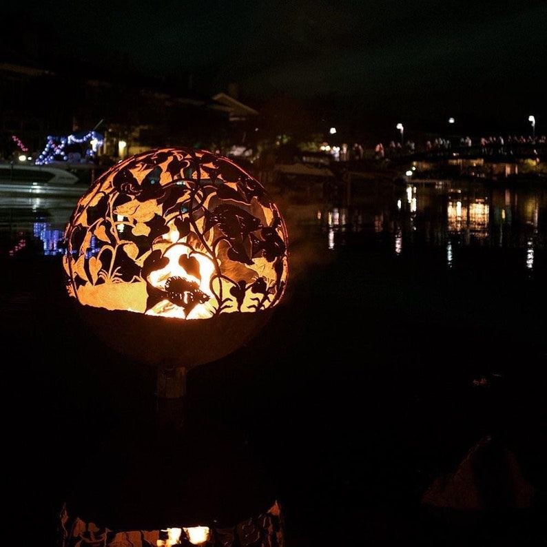 Tree of Life Fire Pit – Handcrafted Steel Sphere Fireball image 9