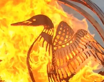 Dancing Loons Fire Pit - Handcrafted Steel Sphere Fireball