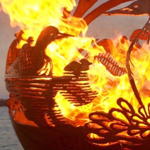 Dancing Loons Fire Pit - Handcrafted Steel Sphere Fireball image 3