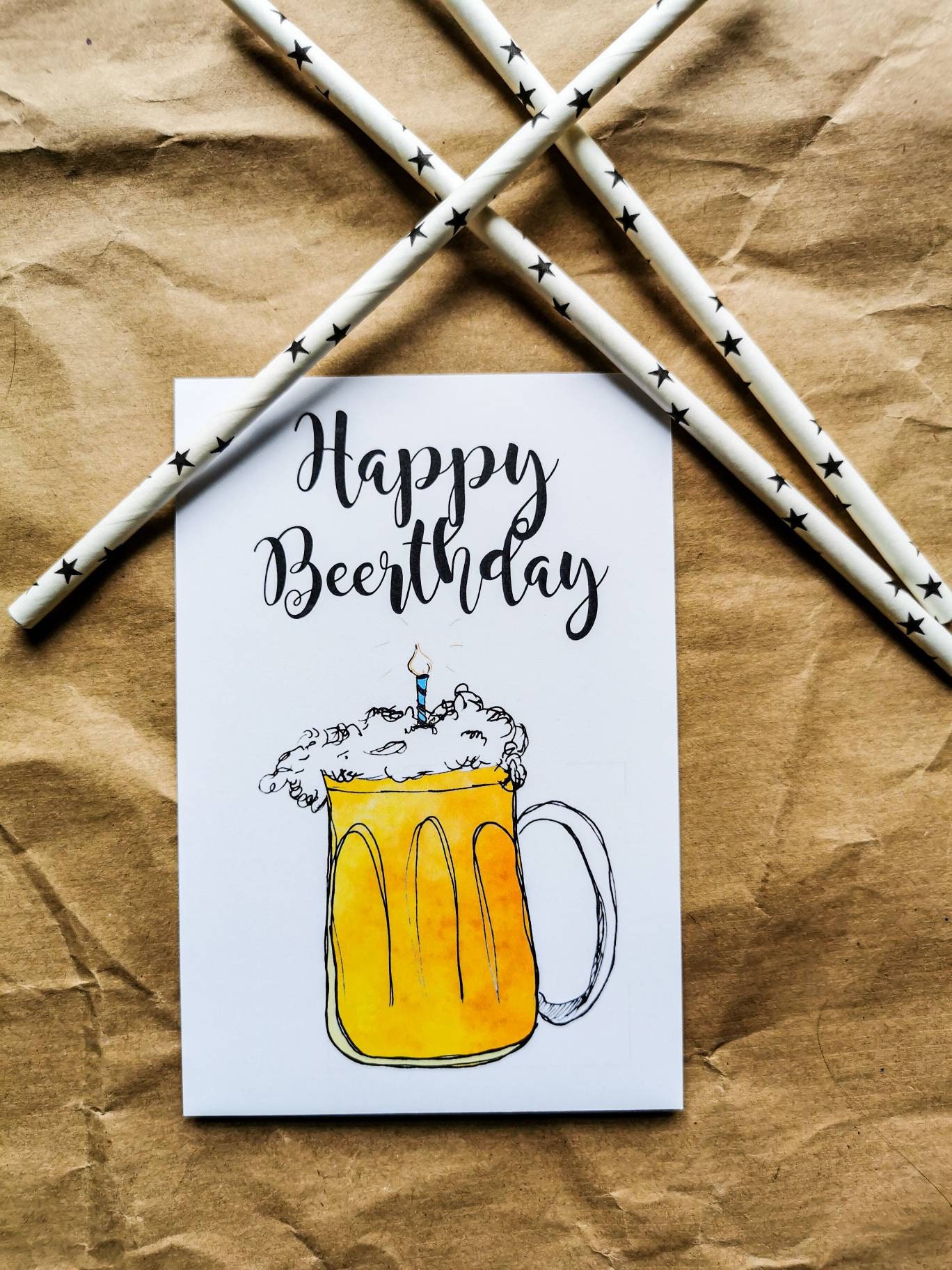 Happy Beerthday Happy Birthday Glückwunschkarte Grußkarte Postkarte