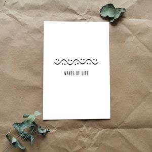 Waves of Life -Yoga Kunstdruck Geschenkkarte Deko Witzig Grußkarte Postkarte Aufmunterung Aufheiterung Kraft Weißheit Scheidung Trennung