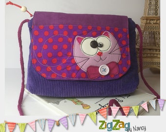 Monsieur Chat shoulder strap, children's handbag, flap bag, light crossbody strap or shoulder carry