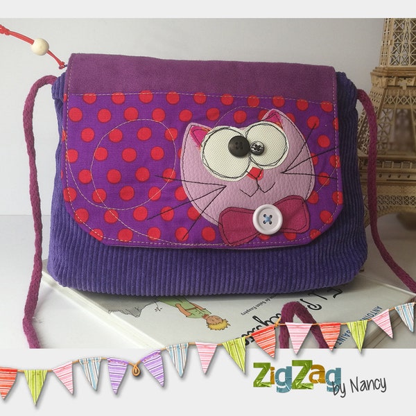 Bandoulière de Monsieur Chat, sac à main pour enfant, sacoche à rabat, bandoulière légère croisée ou portée épaule