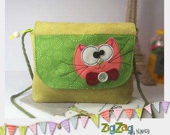 Monsieur Chat shoulder strap, children's handbag, flap bag, light crossbody strap or shoulder carry